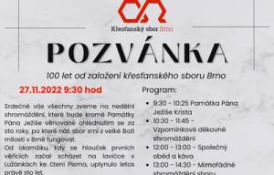 27. 11. 2022 - 100 let Křesťanského sboru Brno